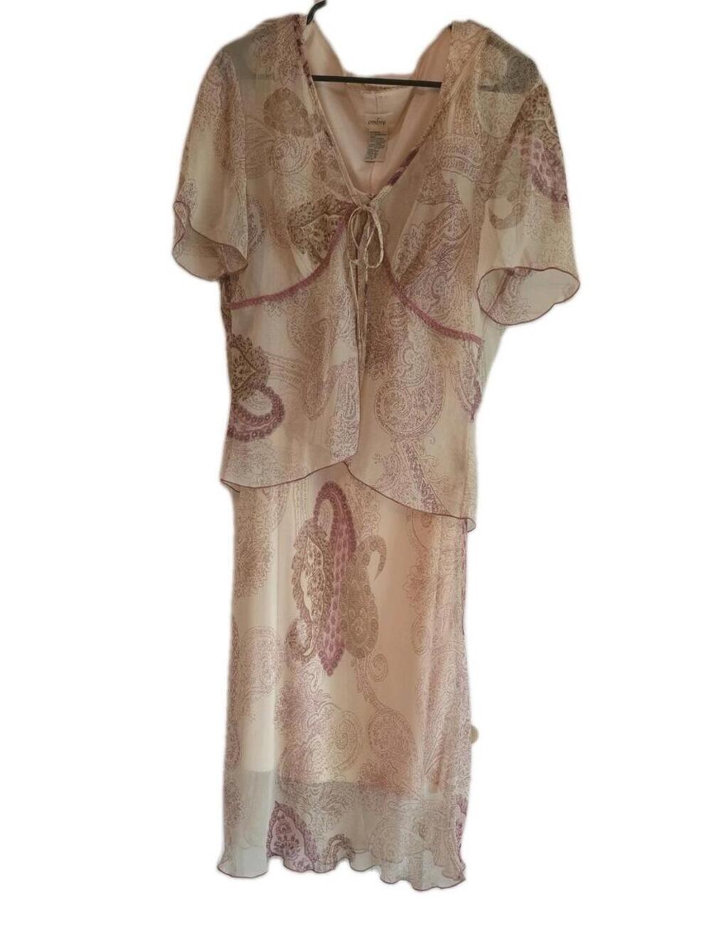 Vtg Ombre dress & cover up Floral Y2k fairy festival Womens Sz 14 sheer pasiley